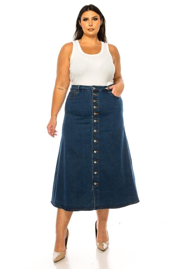 Denim Long Skirt Plus Size