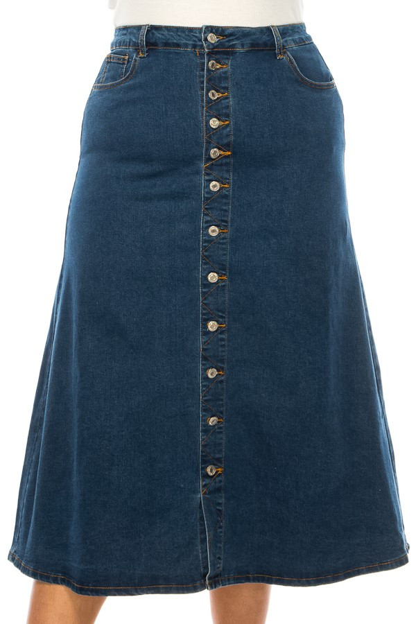 Denim Long Skirt Plus Size